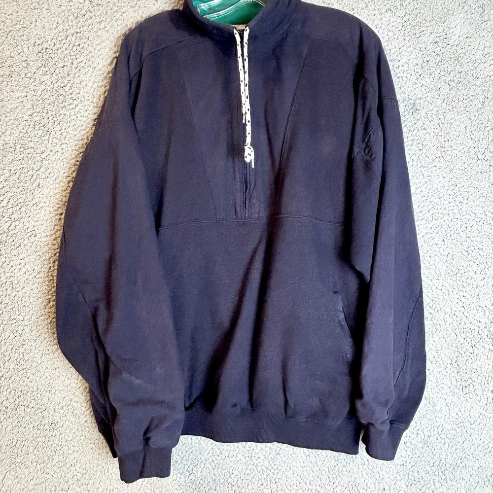 VINTAGE Eddie Bauer Jacket Mens XL 1/4 Zip Anorak Windbreaker Blue Green 90s
